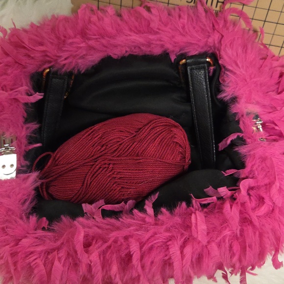 Fuchsia Pink Shaggy Faux Fur Accent Pillow Measures 10 X 14 - Picture 2 of 11